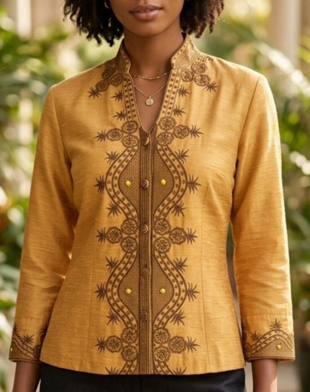 Gorgeous Embroidered and Beaded Textured Silk Nehru Style Blouse/Shacket